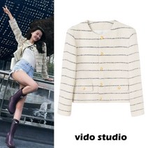 노카라 아이보리 옷 태풍의 신부 자켓 스트라이프 블랙