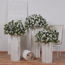 웨딩장식 스튜디오장식 포토테이블 대형조화 웨딩 장식용 인공 장미 꽃 공 도로 선도 꽃꽂이 무대 창 디스플레이 장식 소품, White 50cm