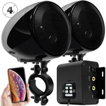 Aileap 오토바이 오디오 150W 2ch 4 인치 방수 FM AUX M150, 1.Black Set - Net