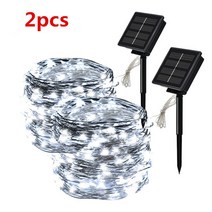 태양열 끈 패어리 라이트 10m 100LED 5M 50 LED 방수 야외 화환 태양광 램프 크리스마스 정원 장식, 2pcs White, 32M 300LED