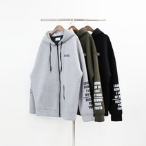 엠보이 남자 오버핏 네오프렌 룩북 레터링 프린팅 후드집업 남여공용 3컬러