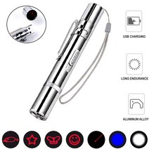 애완 동물 laser pointer for cat laser toy usb 충전식 red dot laser light funny cat 체이서 스틱 대화형 레이저 펜 포인터, 하얀