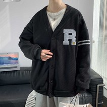 10대 20대 남자 봄코디 R패치 가디건 간절기 아우터 코디 루즈핏 오버핏 R패치 룩 패션 교복