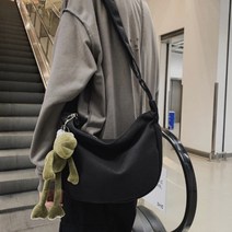 데일리 남녀 공용 학생 캔버스 무지 베이직 크로스백