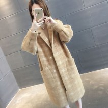 여성 캐시미어 롱코트 반 코트 트렌치 울 아이보리 모직 스웨이드 2022 가을 겨 스타일 따뜻한 스웨터 느슨한 중간 길이 니트 스웨터