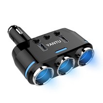 YANTU-자동차 시가 라이터 전원 소켓 분배기 어댑터 자동차 스타일링 DC 12 볼트 3.1A 120w 듀얼 USB 충전기 블루, 블랙