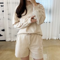스토리원 여성 2pcs 컬러풀 맨투맨&숏팬츠 트레이닝 반바지 WM-SET47