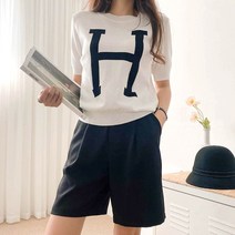 브리스살롱 (bs2389) 럭셔리 무드 여름 데일리룩 H 반팔니트 골프웨어가능