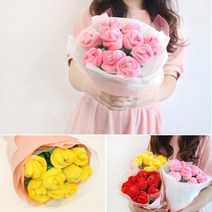인형꽃다발 빨강 노랑 장미 유치원 특이한 꽃다발, 노란장미