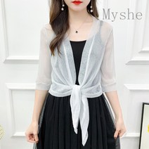[Myshe]여성 여름 얇은 숏 가디건 루즈핏 볼레로 ZHY615ltt627PJ02
