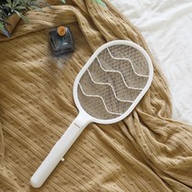 대웅생명과학 곰돌이 커브핸들 전기모기채 파리채 해충퇴치기, 화이트