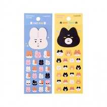 리무버블 스티커 고양이 토끼 스티커D0105B, 근엄한토끼씨261092