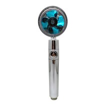 샤워 헤드 360도 회전 물 절수 절약 터보 팬 유압 분사 고압 분무기 욕실 액세서리, [03] Blue no filter