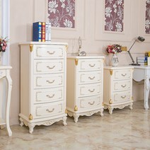 심플 화이트 원목 금빛 은빛 북유럽 엔틱가구 침실 거실 장식장 4단 5단 서랍장, 5단 화이트 은빛장식