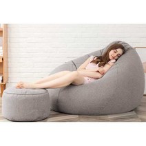 빈백 쿠션 마약 소파 1인 소파 안락 의자 원룸 거실, B 레몬옐로우+풋스툴7.0KG 125x130