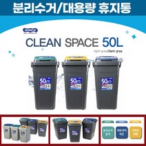 코멕스 크린스페이스 대용량휴지통 / 분리수거함50L _20229911EA, 쿠팡 진회색 (옐로우)
