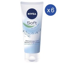 니베아 소프트 수분크림 크림 페이스 바디 핸드 75ml Nivea Soft Moisturiser Cream Face Body Hands, 6개