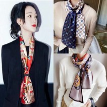 AD요즘 브랜드 멋내기 실크 롱 슬림 타이 여성 남성 스카프 머플러