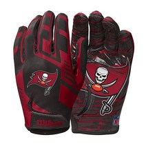 WILSON NFL 스트레치 핏 축구 장갑 - 탬파 베이 - 성인(WTF9326TB), Adult, Tampa Bay Buccaneers