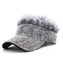 하이유니 크리스탈 큐빅 썬 캡 골프 모자 가발, #6그레이캡-그레이헤어, 1개