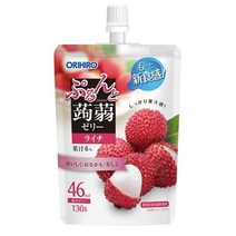 오리히로 곤약젤리 130g 8개입 2팩 리치 Purun and Konjac Jelly Standing Lychee, 1