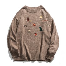 귀여운 자수 남녀공용 니트 커플 스웨터