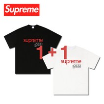 1+1 슈프림 클래식 프리미엄 반팔티 남녀공용 캐주얼 티셔츠 데일리