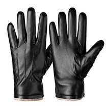 Alepo 겨울 PU 가죽 장갑 For Men Warm Thermal Touchscreen Texting Typing 드레스 Driving 오토바이 With 울 Lining Bla, L-8.46