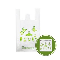 친환경 손잡이 비닐봉투 유백색 26.5L 200매, 단품