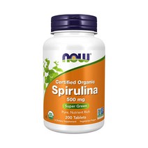 나우 NOW 오가닉 스피루리나 스피루나 500mg 뉴트리언트 리치 미국 여성 비타민 추천 200타블렛