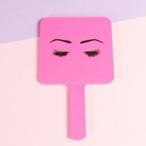 RISI-사랑스러운 개인 로고 속눈썹 연장 핸드 헬드 메이크업 거울 손잡이가 있는 패션, [01] Pink 1pcs