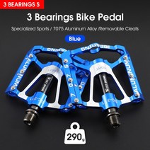 초경량 알루미늄 합금 슬립 자전거페달 평페달 클릿페달 웨스트바이킹, 3 Bearings S Blue