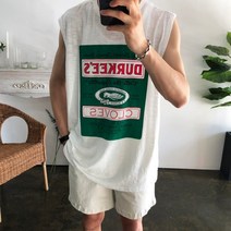 웨일즈 쿨 박스핏 더키스 클로버 워싱 슬라브 나시 티셔츠_(2 Colors)