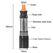 180W 12V 하이 리프트 23m 깊은 우물 펌프 잠수정 효율적인 정원 가정 농업 관개 태양열 워터, 02 24V 20m