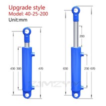 유압 실린더 작기 전동 hydraulic cylinder 100 250 스트로크 2 톤수 업그레이드 된 오일 헤비 듀티 양방향 리프팅 소형 목재 스플리터 램, 업그레이드된 40-25-200