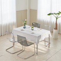 별빛감성 린넨 코팅 및 방수 테이블보 식탁보, PVC격자화이트, 4인(138x180cm)