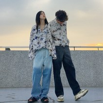 와이드 핏 하프 워싱 데님 팬츠 청 흑청 요즘에 남자 여자 공용 통큰 허벅돼 판도라핏