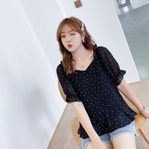 여성 반팔 티셔츠 프릴 블라우스 브이넥 반팔티 5부 반소매 면티 여자반팔티 인박카083