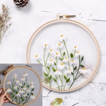 히뚜상점 DIY 프랑스자수 패키지 망초꽃 자수도안 수예도구 공예 수틀 취미 만들기 들꽃 자수세트 프랑스자수패키지, 1개