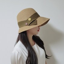느와드코코 여름 무광 단추 라피아 밀짚 캠핑 해변 버킷햇 모자