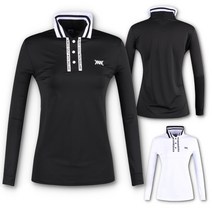 배색라인 카라 여성 골프상의 긴팔티 육십대 사십대 편안함 20대여성