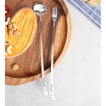 스텐 롱머들러 디저트 롱스푼 롱포크 2개 모임용 홈카페 집들이, 포크(사자)