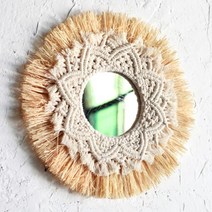 세련된 나만 아는 거울 홈인테리어Boho 장식 거울 노르디카 빨대 짠 로맨틱 웨딩 벽 아크릴 마크라메 데코레이션 ejo 침실, 01 35cm