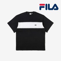 휠라 휠라FS2RSD2115X 공용 루즈핏 컬러 배색 반팔티셔츠 BLK
