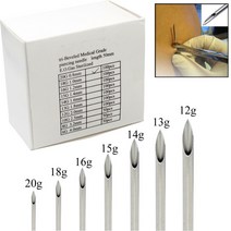100PCS 피어싱 바늘 외과 강철 일회용 바디 E.O.Gas 멸균 영구 메이크업 문신