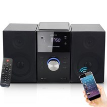 스테레오 시스템 미니 컴포넌트 30W CD 플레이어 FM/블루투스 호환/USB/AUX/리모콘/헤드폰 잭 고해상도 사운드, [01] Black