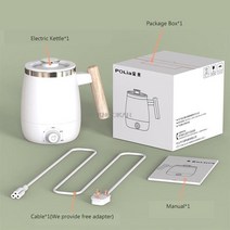티보트 티포원 티포터 커피팟 휴대용 전기 주전자 400ml 스테인레스 스틸 200w 물, 흰색나무 손잡이, 유럽 ​​연합