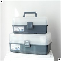 부품 칸칸이 정리정돈 이동손잡이 부품박스 휴대공구함, 클리어 3단 멀티박스 대