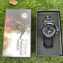 강철부대 군인시계 생존팔찌 야외 생존 전술 멀티 ​​도구 시계 캠핑 키트 나침반 휘파람 최고의 선물 남자 야외 여행 관광 도구, 검은 시계