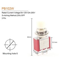 자동 절체기 전원 스위치 캠핑카 시스템 듀얼 카라반 1/5PCS 6mm 3/6Pin 2 위치 미니 순간 자동 복, 05 PB102W 3 Pin_02 5 PCS